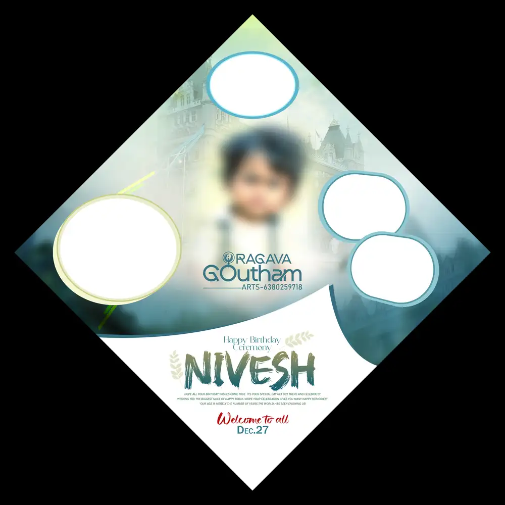 Creative Diamond Shape Birthday Banner PSD