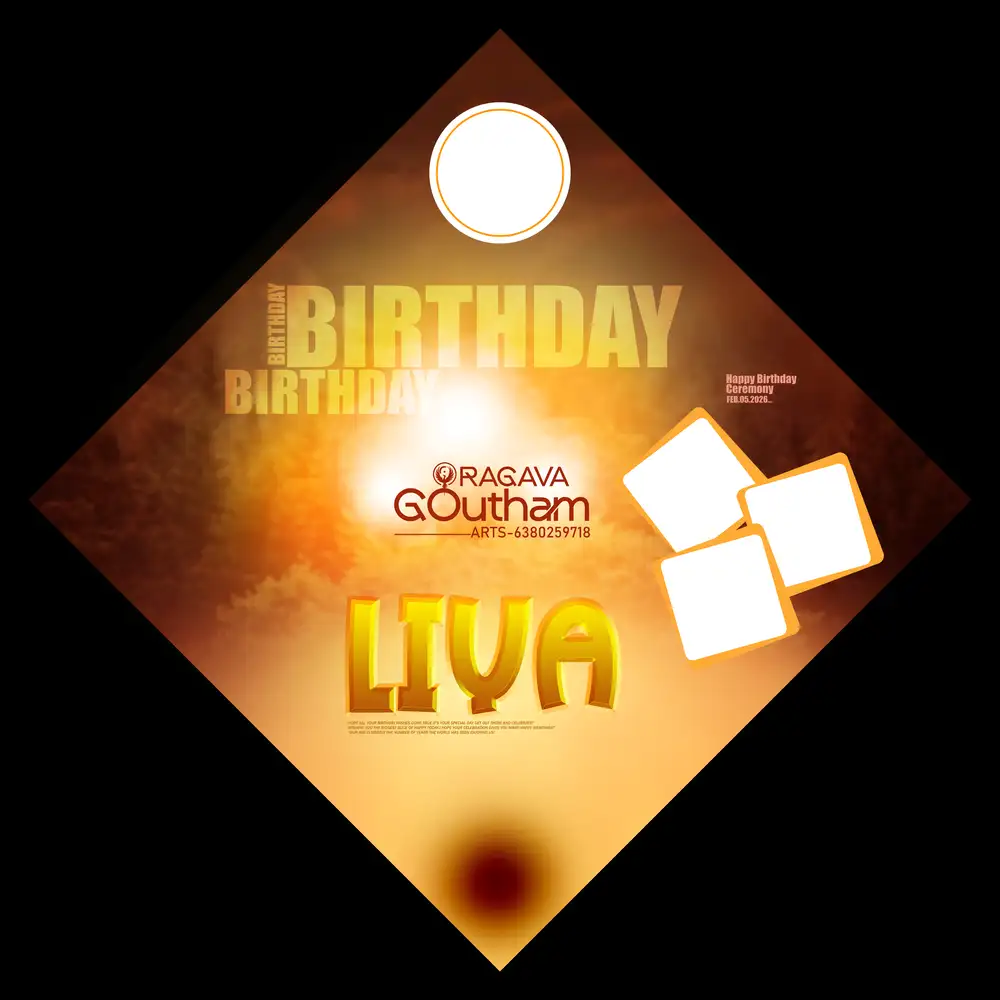 Sunburst Golden Flare Square Birthday Flex