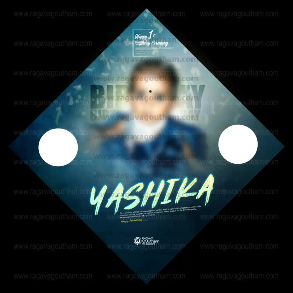 Creative Kids Birthday Chalkboard Theme Diamond Shape Flex PSD