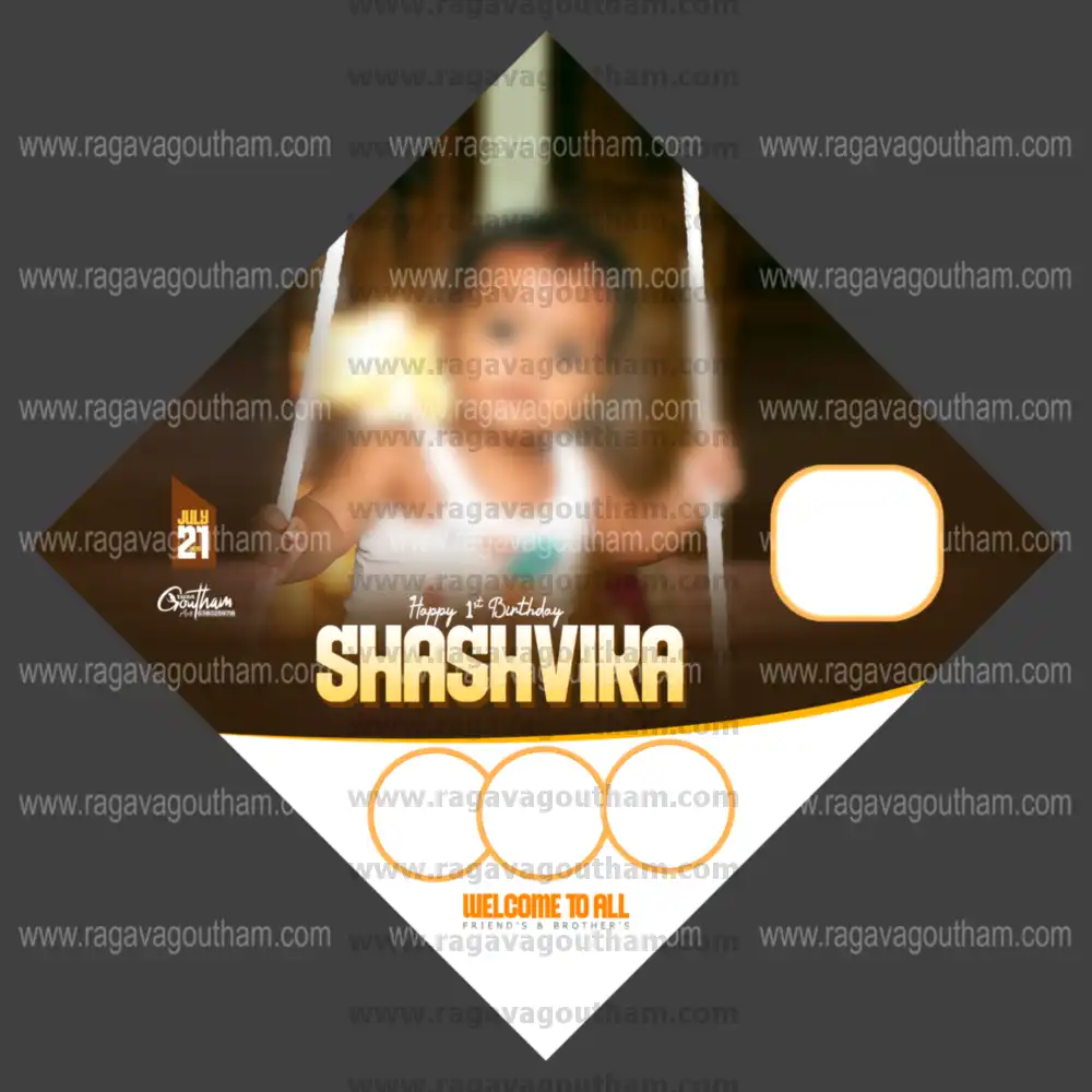 Cute Baby Girl Swing Theme Diamond Shape Birthday Flex PSD