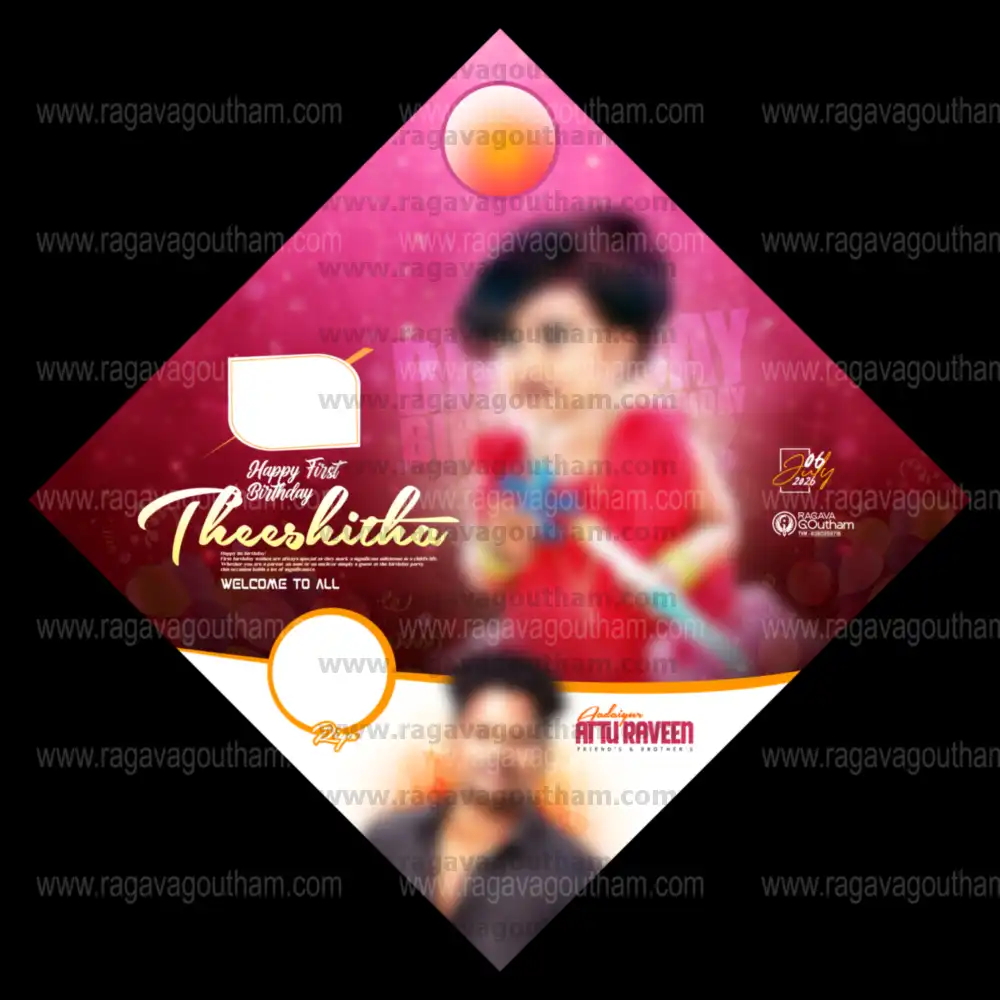 Vibrant Pink & Golden Flare Kids Birthday Diamond Flex Layout