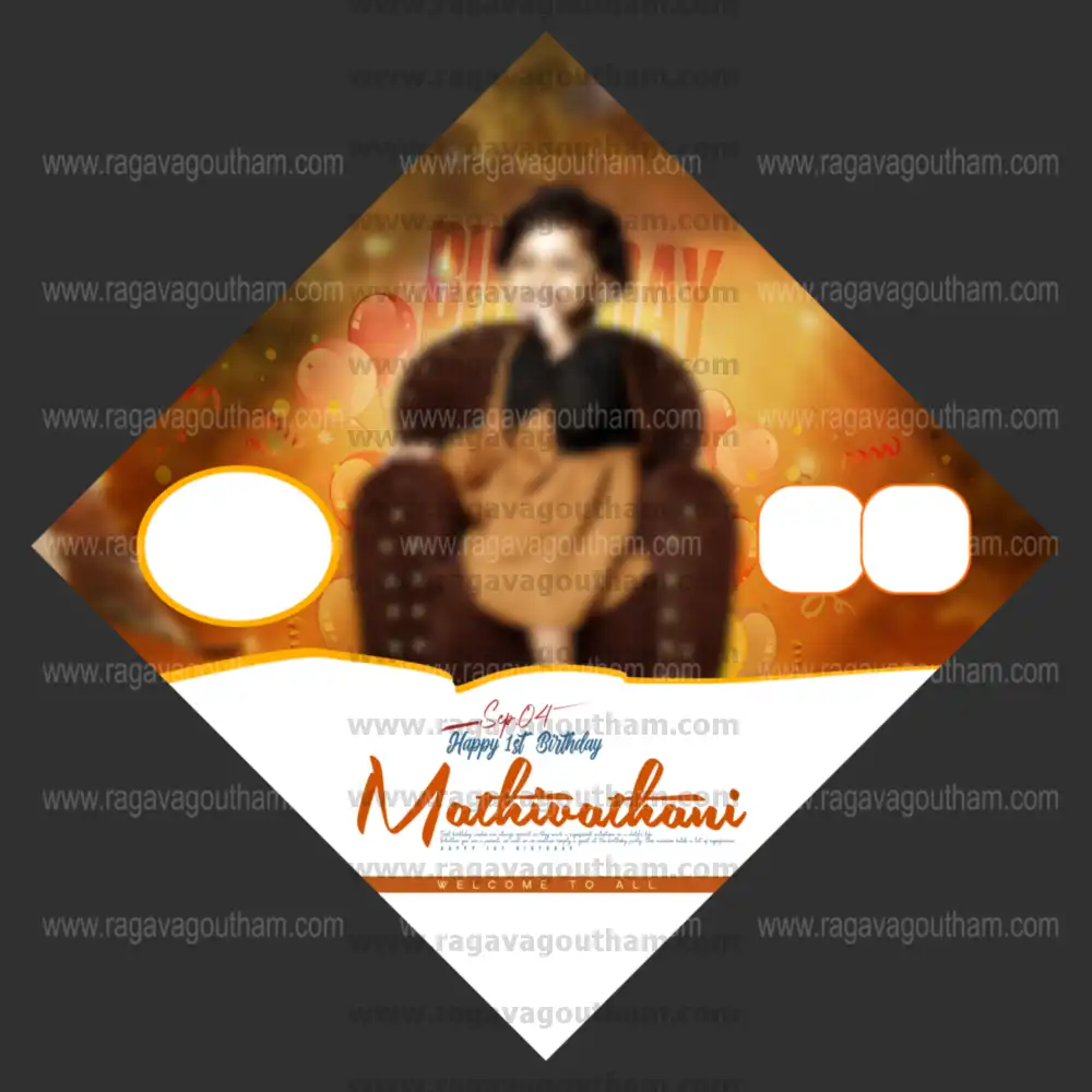 Luxury Gold Sparkle Diamond Shape Kids Birthday Flex PSD