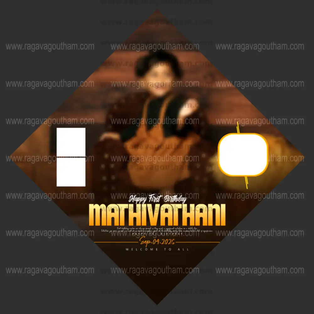 Dark Aesthetic Diamond Shape Birthday Ceremony Flex Template