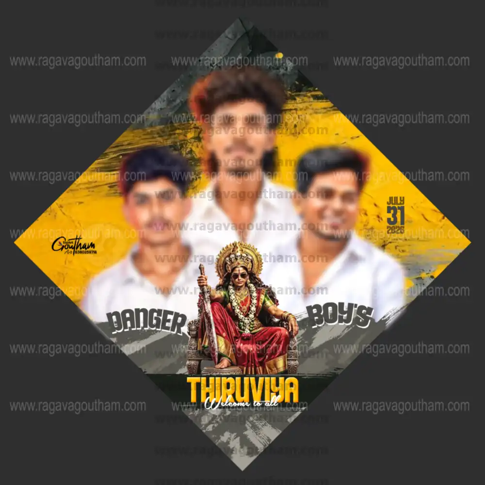 Traditional Golden Kali Amman Festival Diamond Flex Template PSD