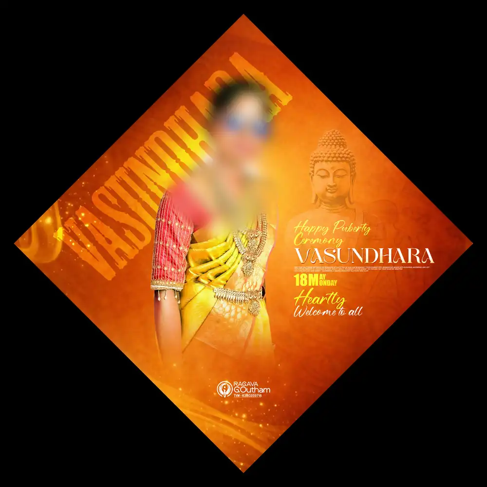 Spiritual Golden Orange Buddha Theme Puberty Flex Design