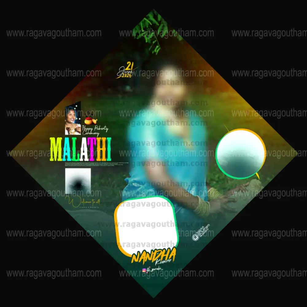 Creative Deep Teal Nature Glow Diamond Shape Puberty Banner PSD