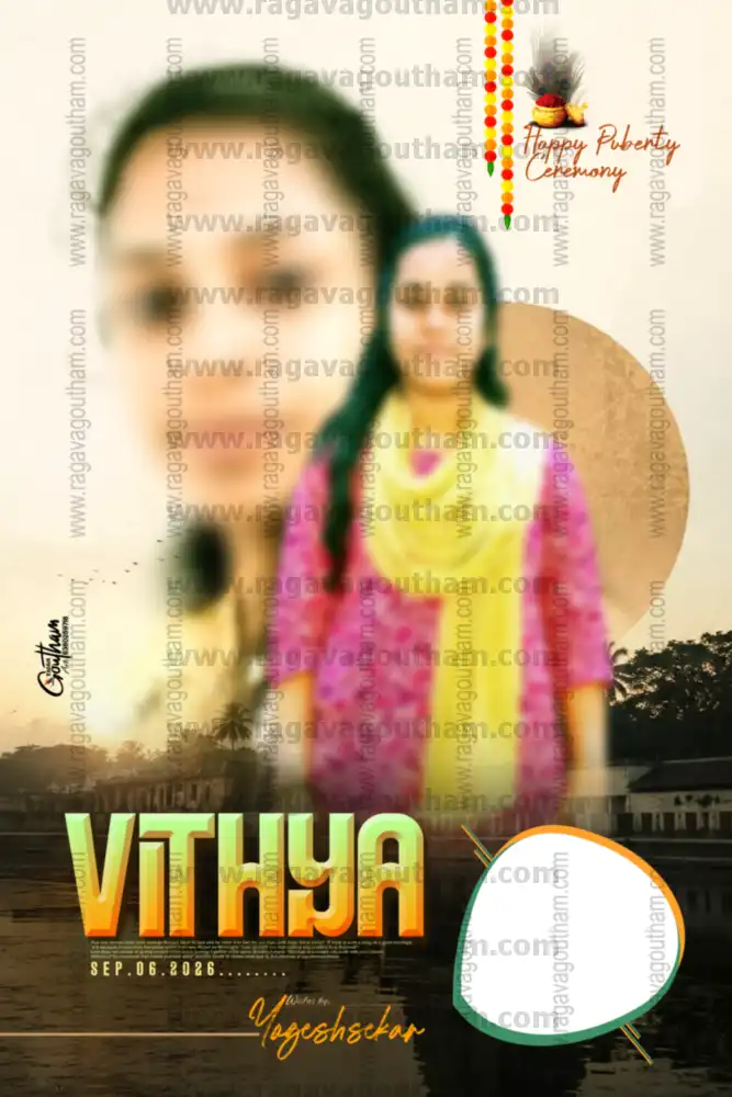 Modern Sepia Studio Vertical Girl Manjal Neerattu Vizha Flex Template