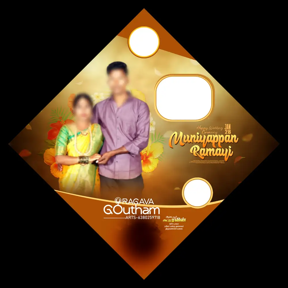 Traditional Golden Glow Village Marriage Flex PSD