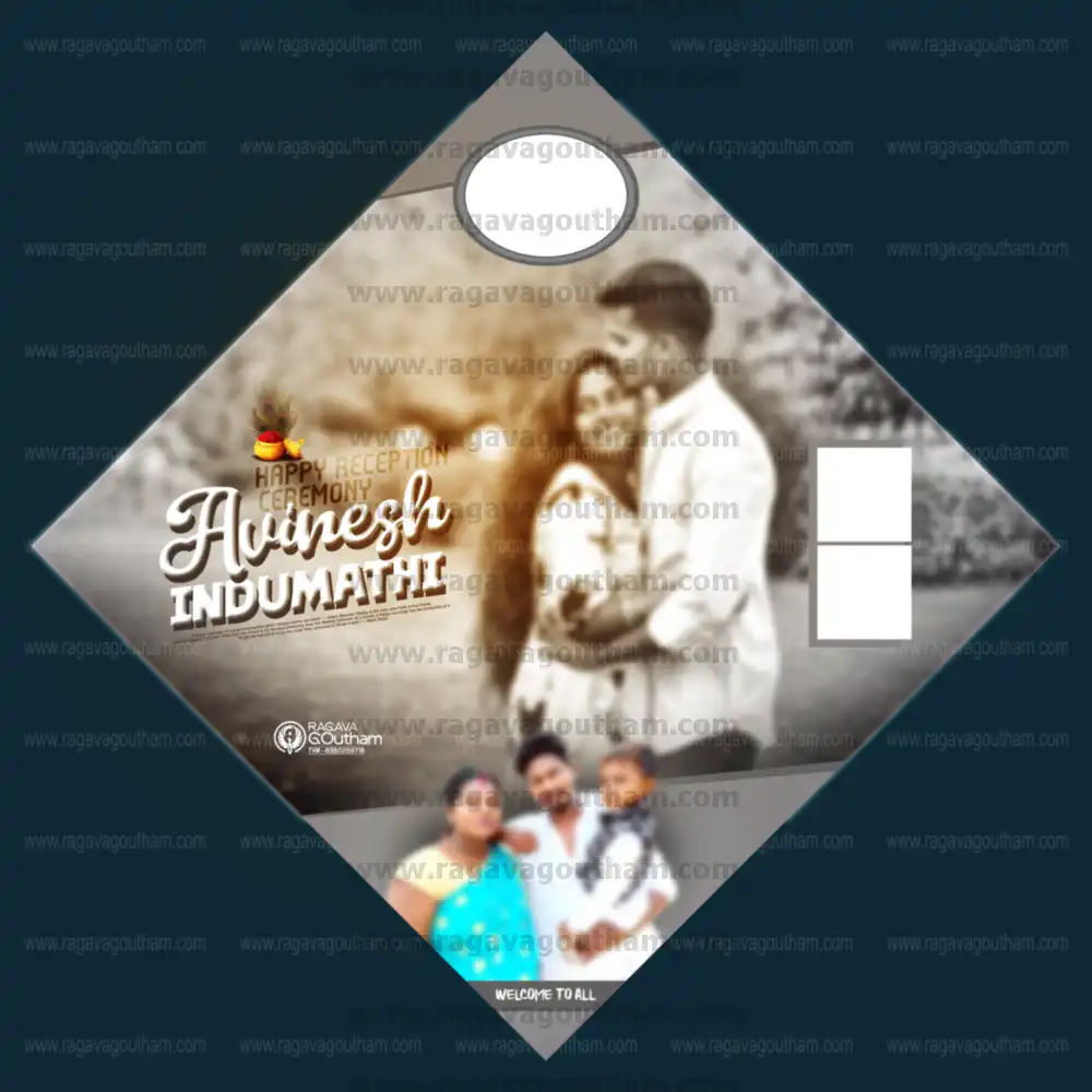 Elegant Grey Diamond Shape Wedding Invitation Flex Template