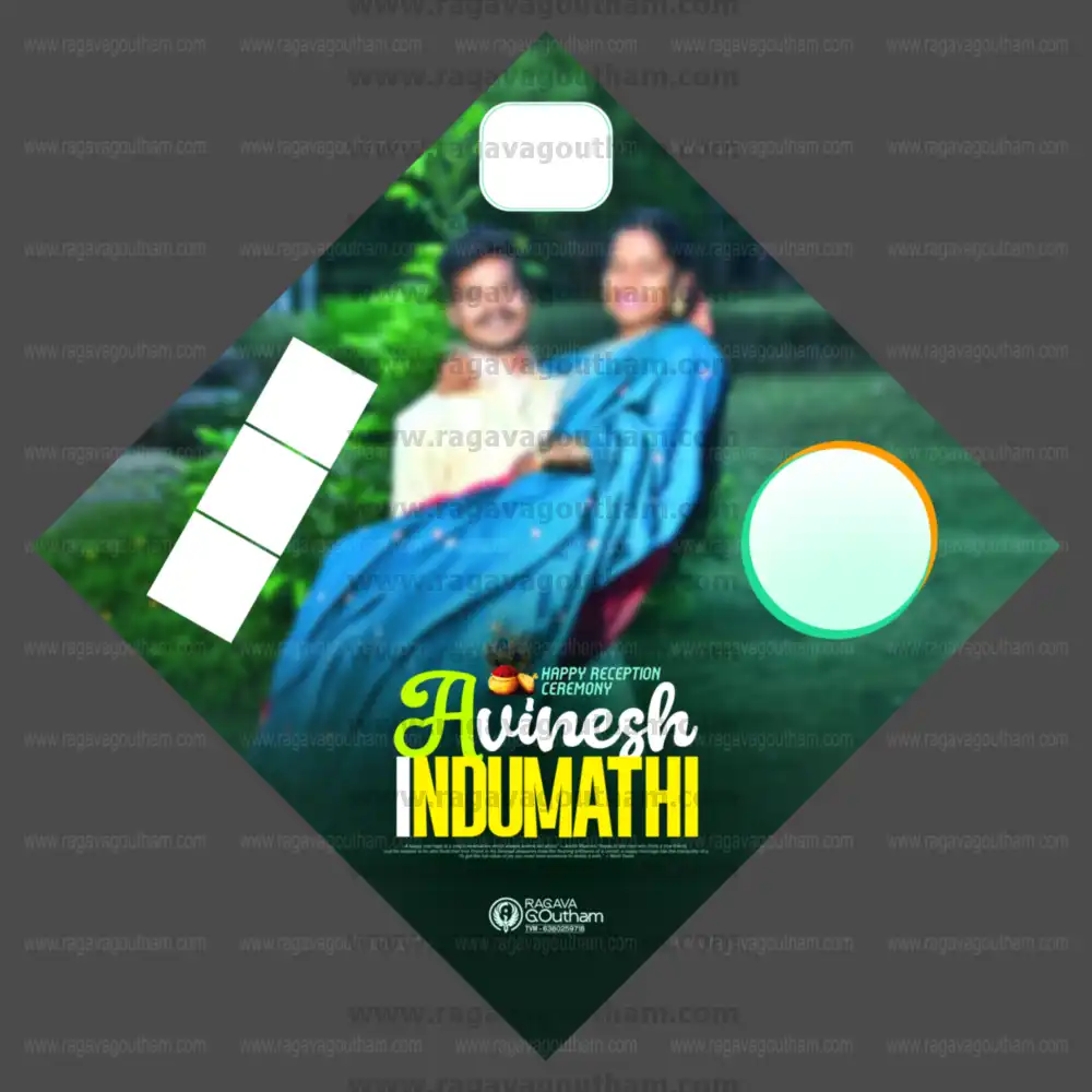 Deep Emerald Green Floral Diamond Shape Marriage Banner