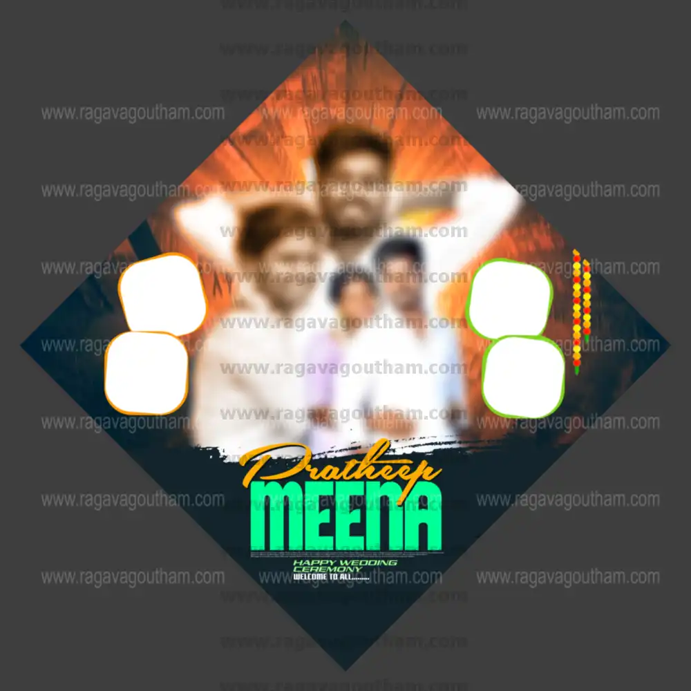 Fiery Orange Glow Couple Portrait Diamond Shape Wedding PSD