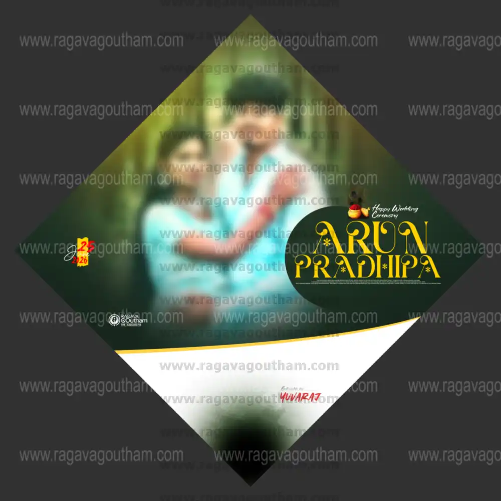 Creative Green Nature Theme Diamond Shape Wedding Flex PSD