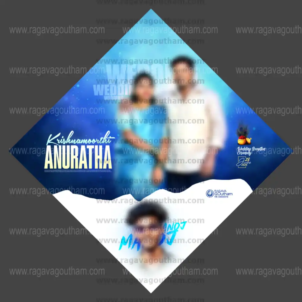 Minimalist Blue & White Couple Portrait Diamond Shape Flex PSD