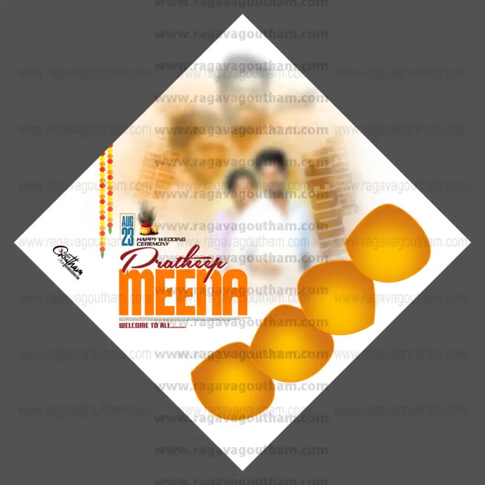 Warm Golden Yellow Multi Frame Diamond Shape Wedding Banner PSD