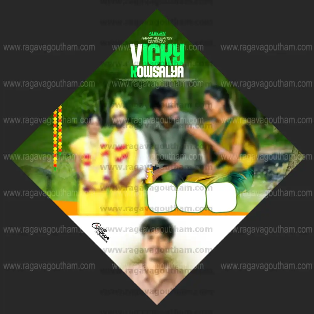 Fresh Green Garden Theme Multi Frame Diamond Marriage Flex Design PSD