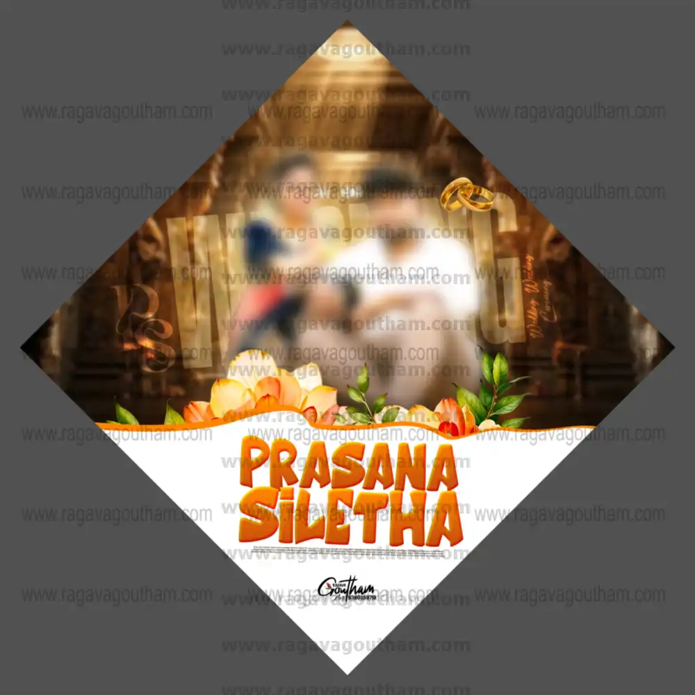 Traditional Golden Archway Diamond Shape Marriage Ceremony Flex Layout