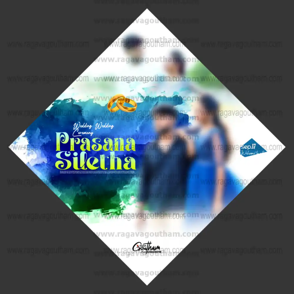 Creative Blue Cloud Bokeh Diamond Shape Reception Flex Design PSD