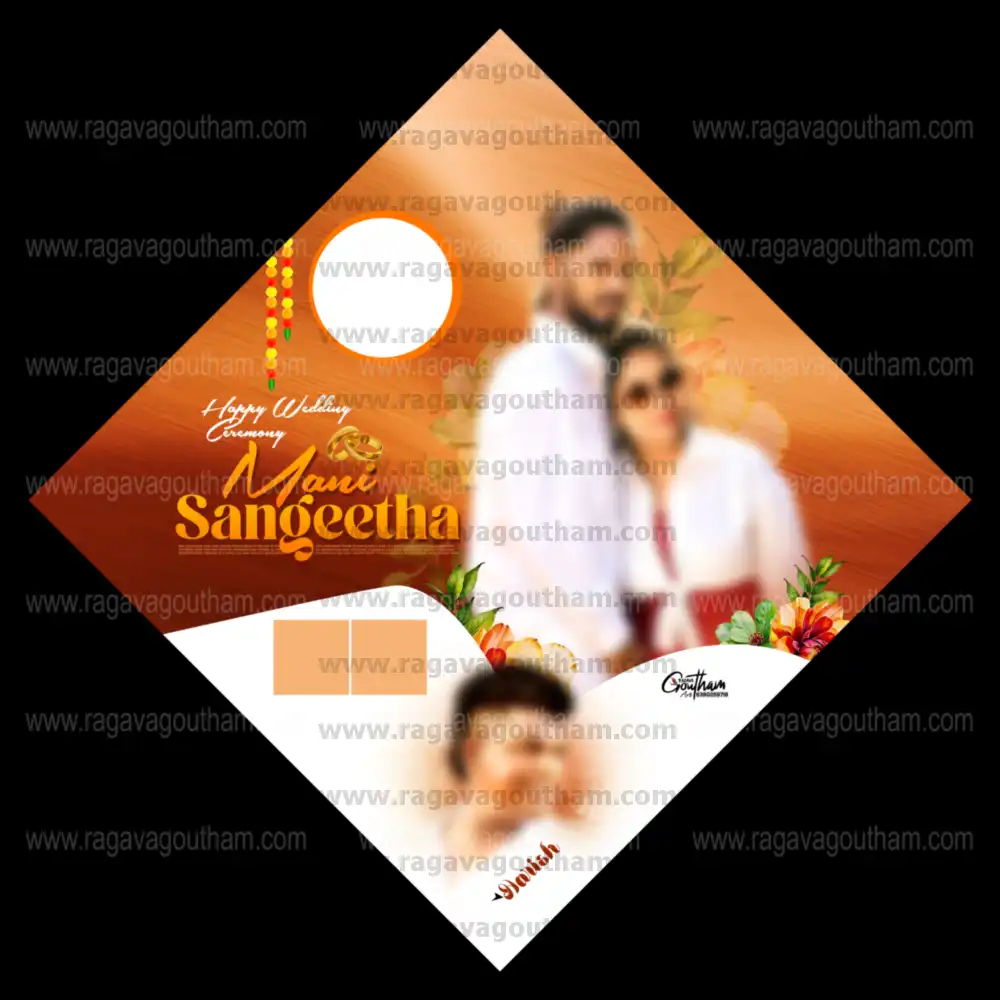 Elegant Brown Sepia Tone Diamond Shape Marriage Reception Banner PSD