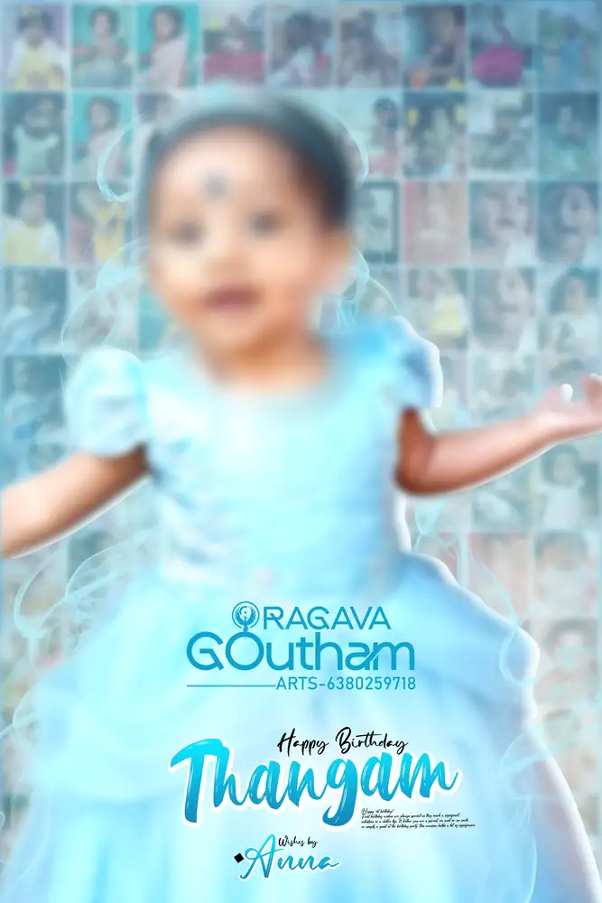 Mosaic Photo Grid Background Birthday Frame PSD