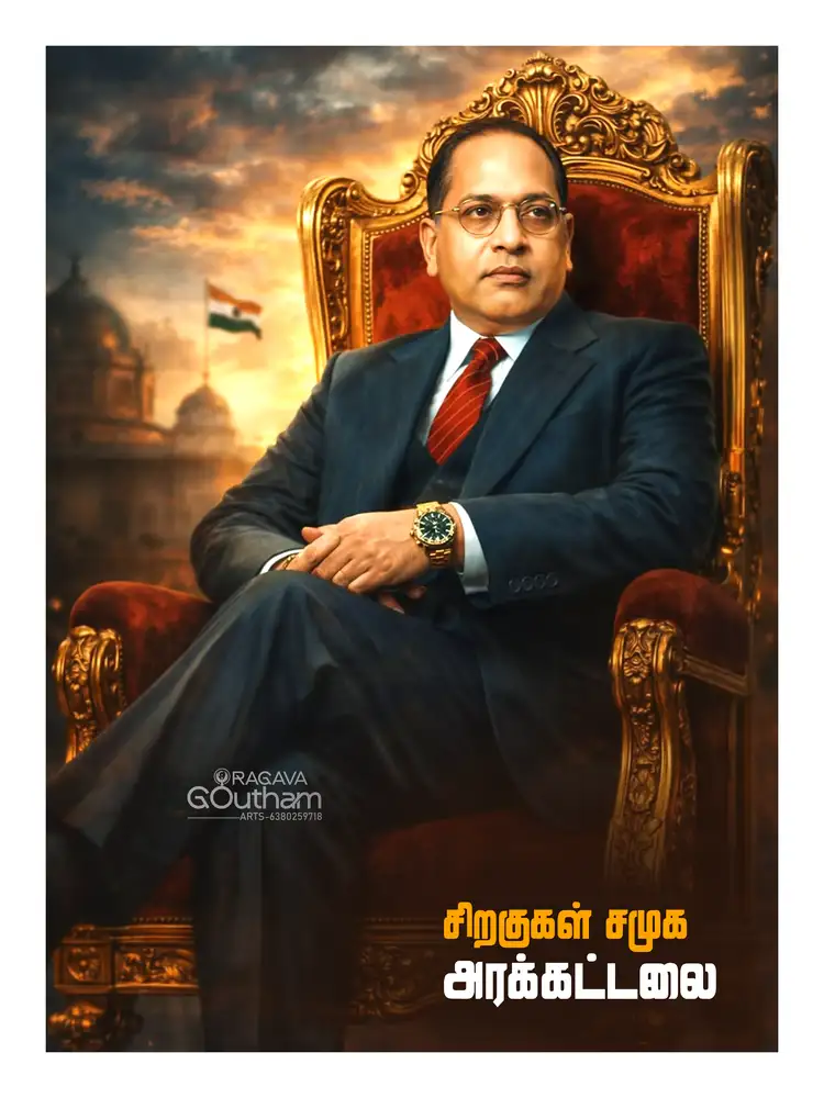 Dr BR Ambedkar Digital Painting Photo Frame PSD