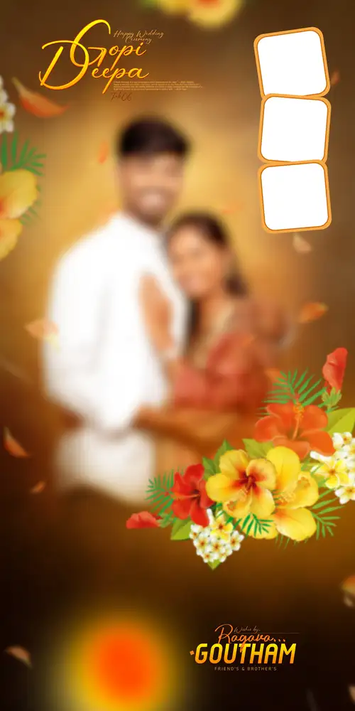 Traditional Golden Warm Glow Marriage Frame PSD