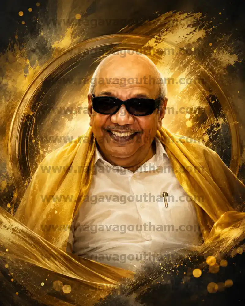Luxury Gold Sparkle Background Kalaignar Flex Design PSD