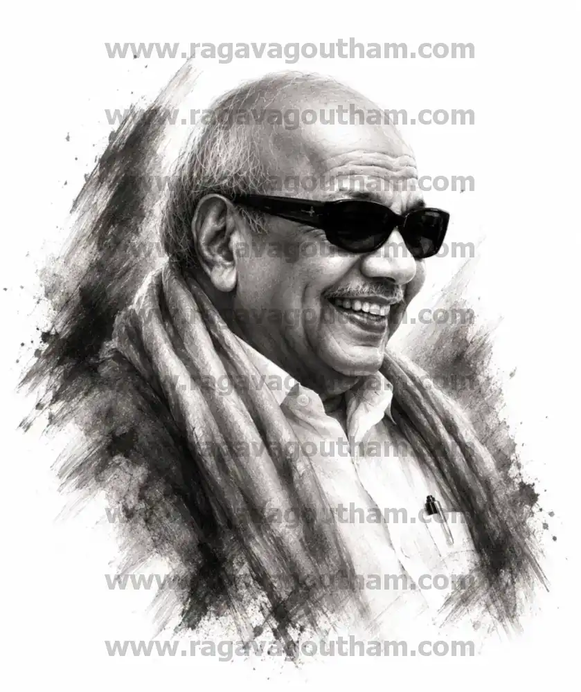 Classic Dark Tint Smudge Art Kalaignar Photo Cutout Template