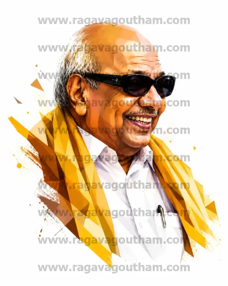 Premium Kalaignar Karunanidhi Bright Yellow Shawl Painting Design