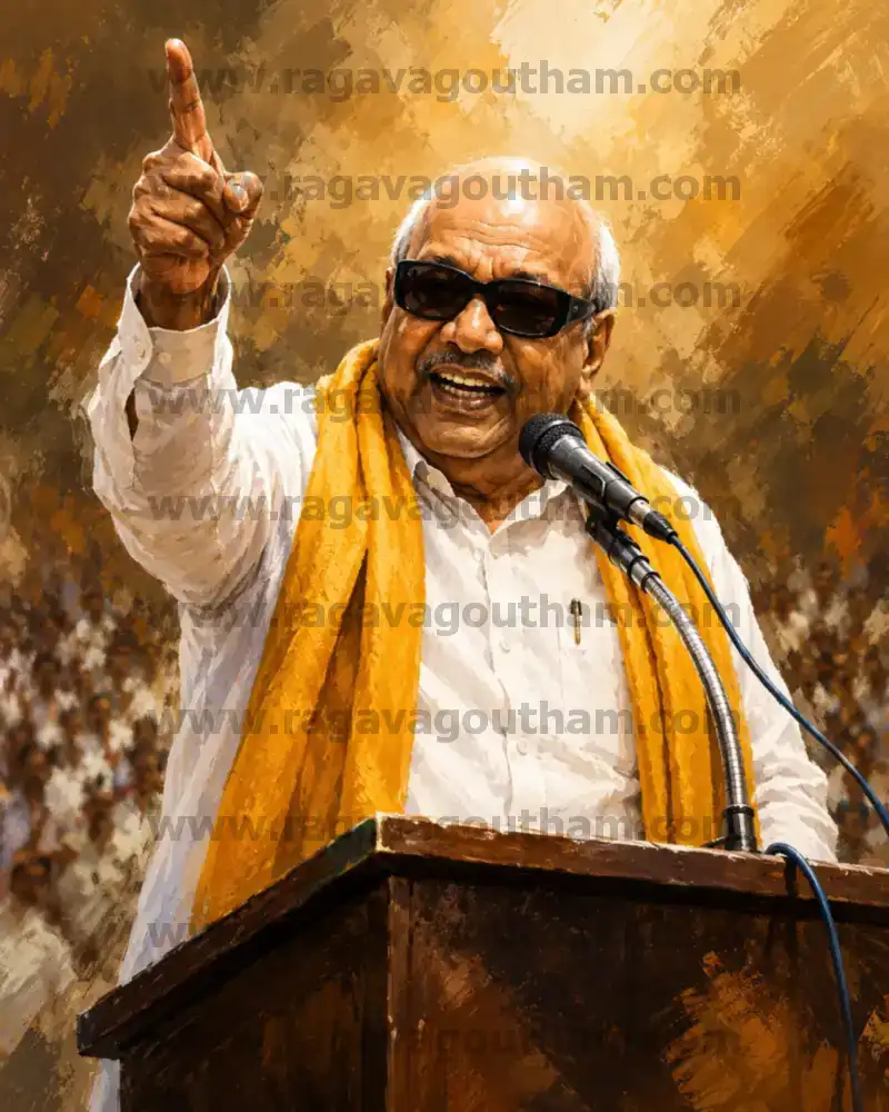 Kalaignar Karunanidhi Mass Stage Speech Golden Painting Layout