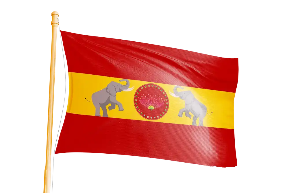 Realistic Waving TVK Party Flag Banner Template