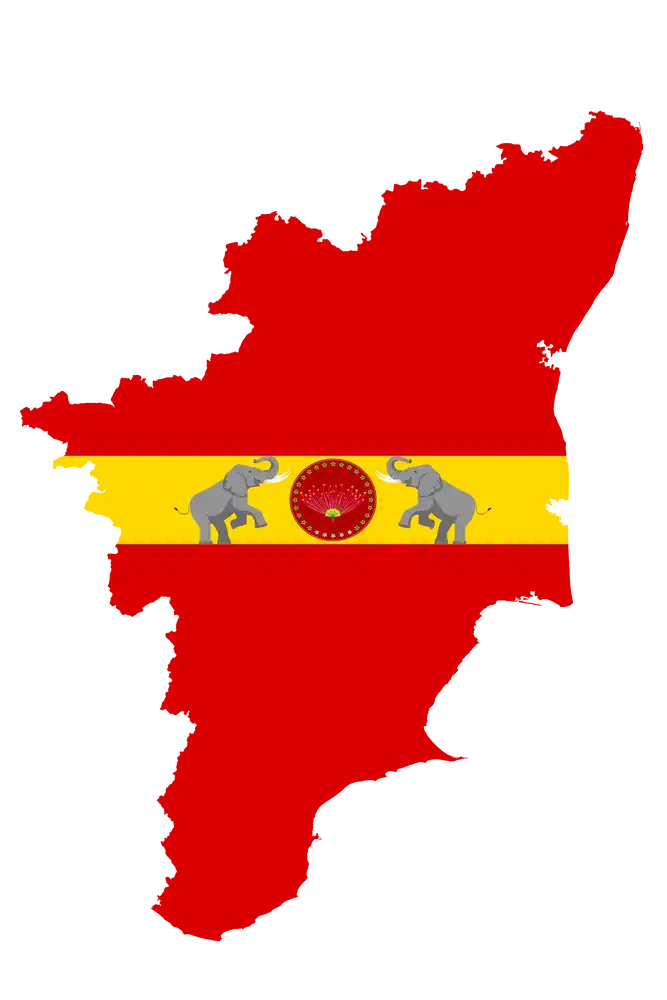 Tamil Nadu Map with TVK Party Flag Texture PSD