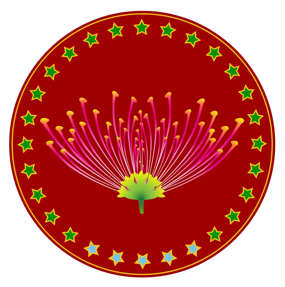 Traditional Tamil Peacock Feather Round Emblem Vector Layout
