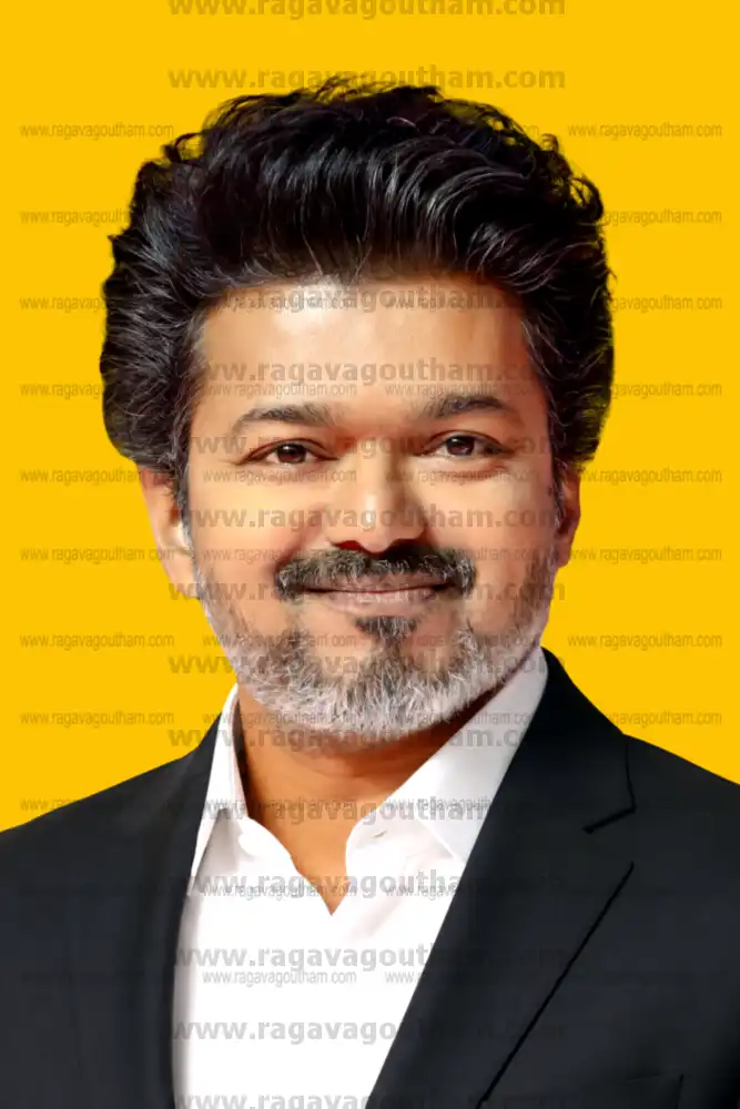 Professional Bright Yellow Studio Portrait Cutout of Vijay TVK